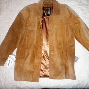 NOS 80s Suede Leather Jacket 46 Labels NOS